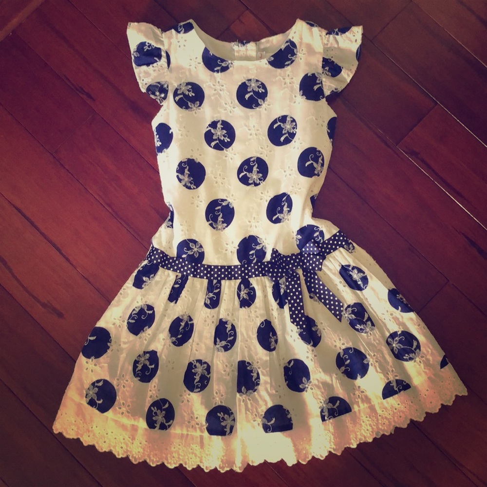 Blue and white dress
